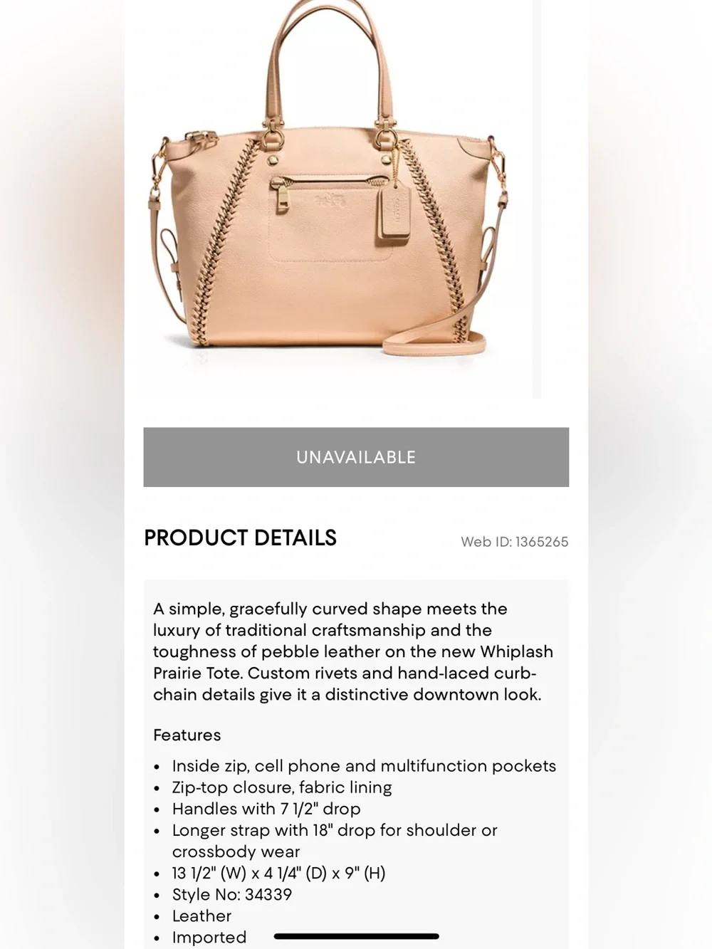 COACH 2017 EUC Prairie Satchel in Whiplash Leather No removable strap $595